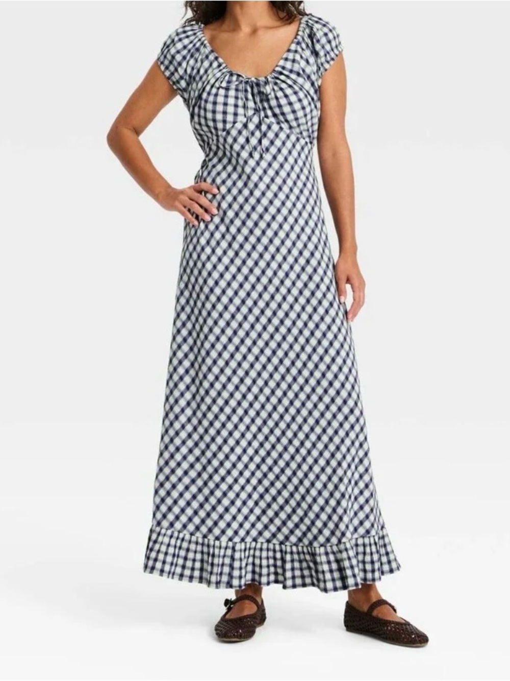 Universal Thread Navy and White Gingham Maxi Dress
